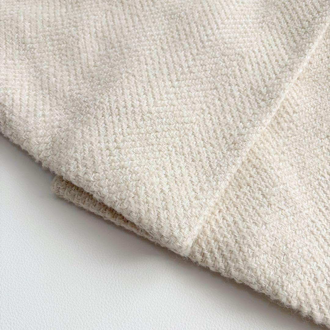 美品　プラージュ GIOLICA ヘリンボン コクーンコート ツイード ホワイト