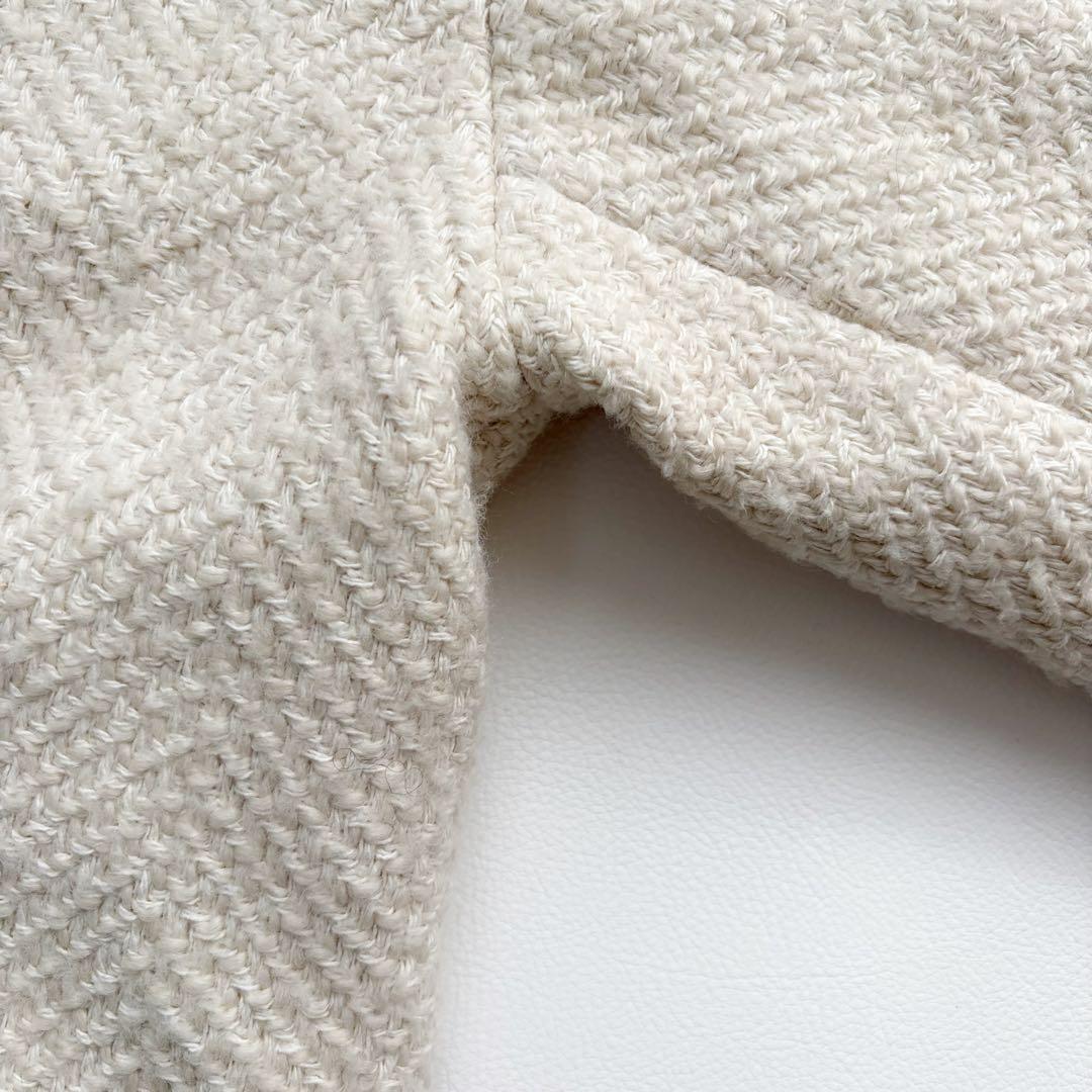 美品　プラージュ GIOLICA ヘリンボン コクーンコート ツイード ホワイト