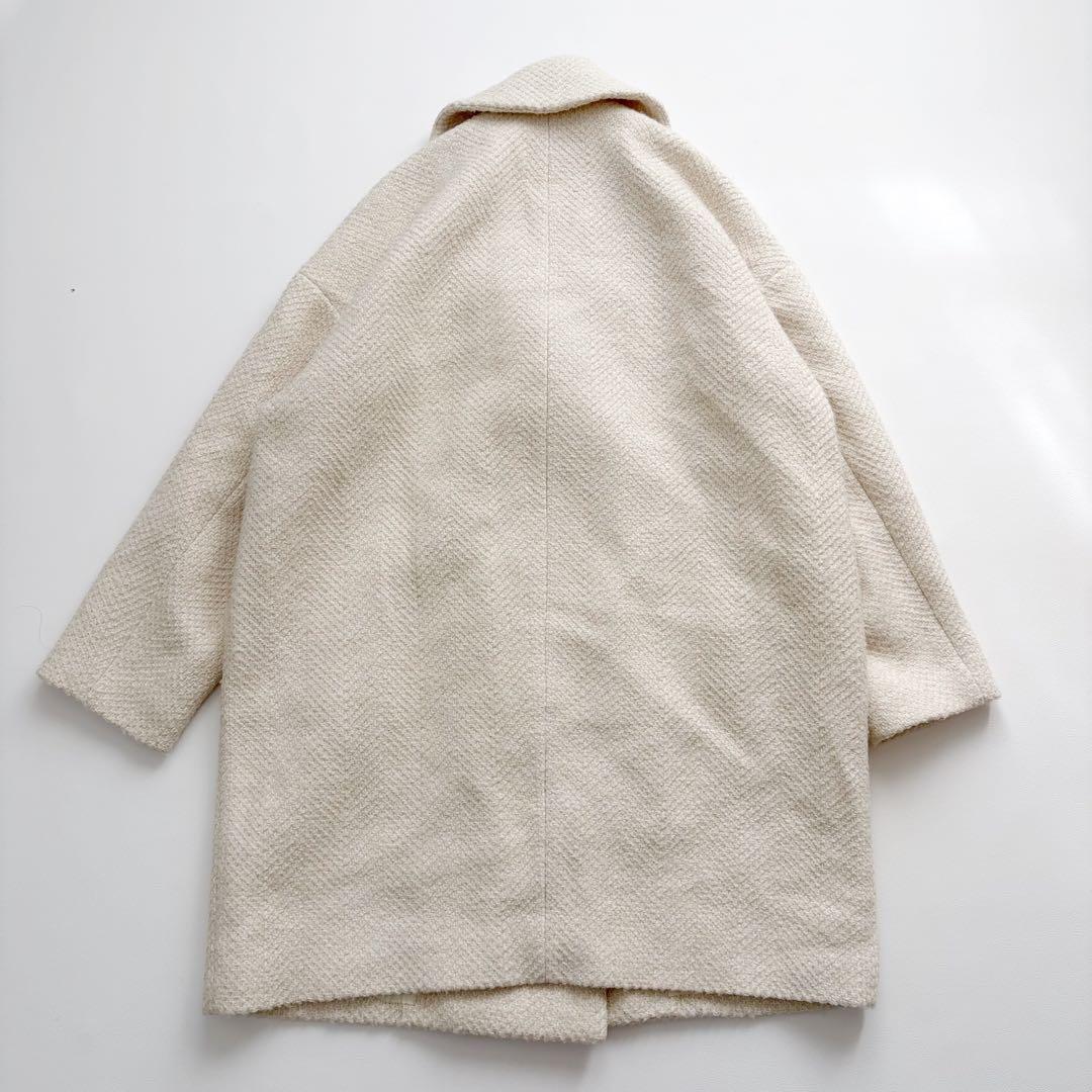 美品　プラージュ GIOLICA ヘリンボン コクーンコート ツイード ホワイト