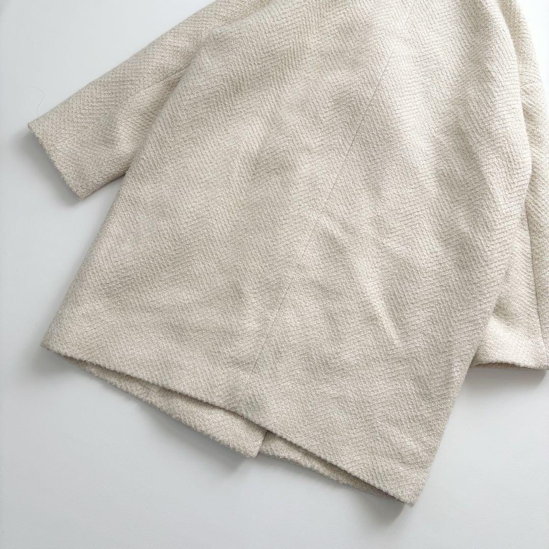 美品　プラージュ GIOLICA ヘリンボン コクーンコート ツイード ホワイト