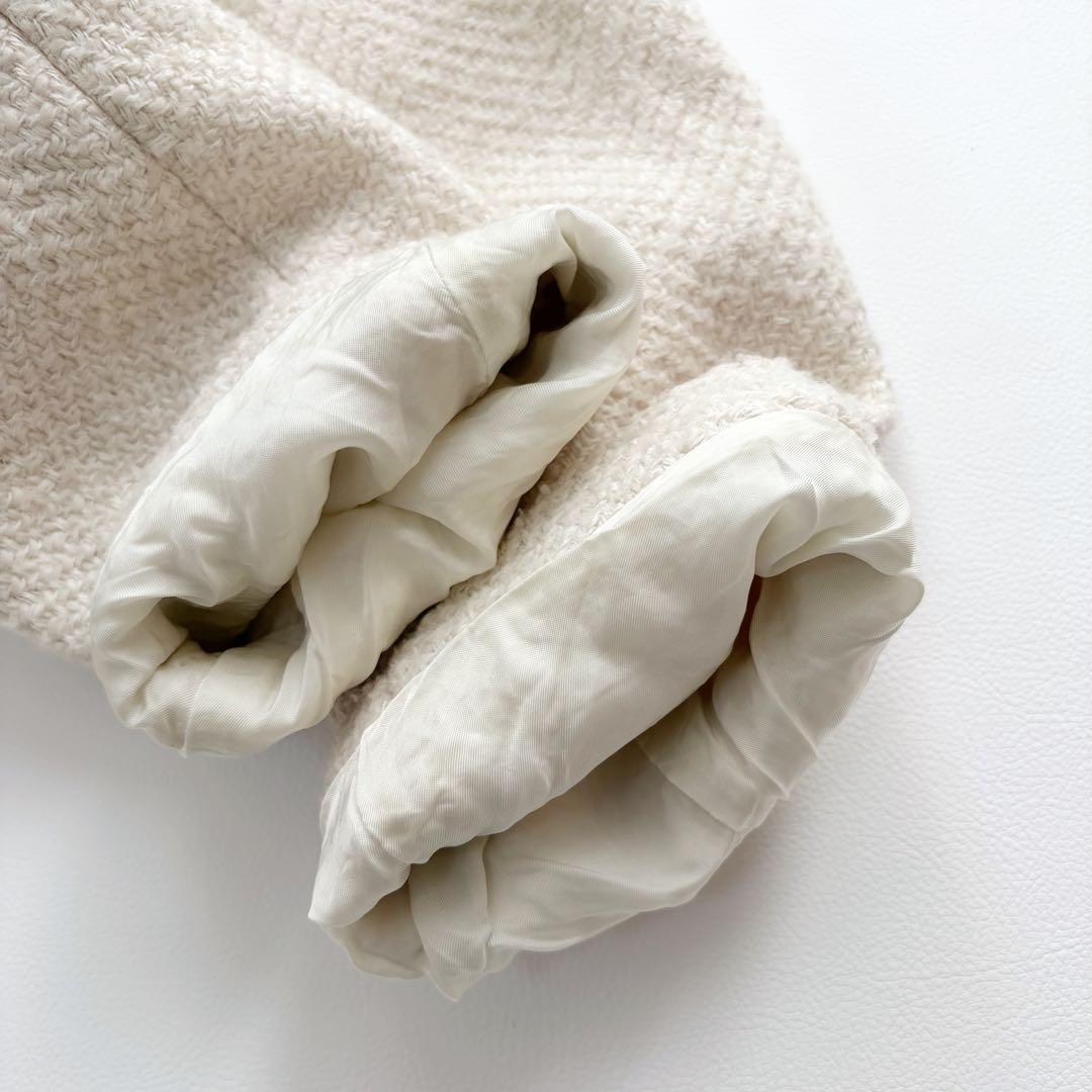 美品　プラージュ GIOLICA ヘリンボン コクーンコート ツイード ホワイト