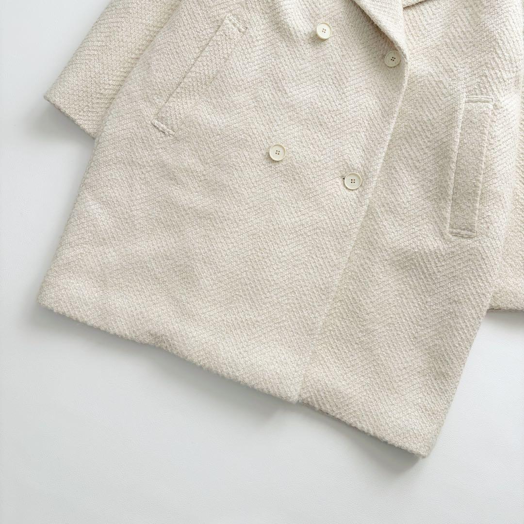 美品　プラージュ GIOLICA ヘリンボン コクーンコート ツイード ホワイト