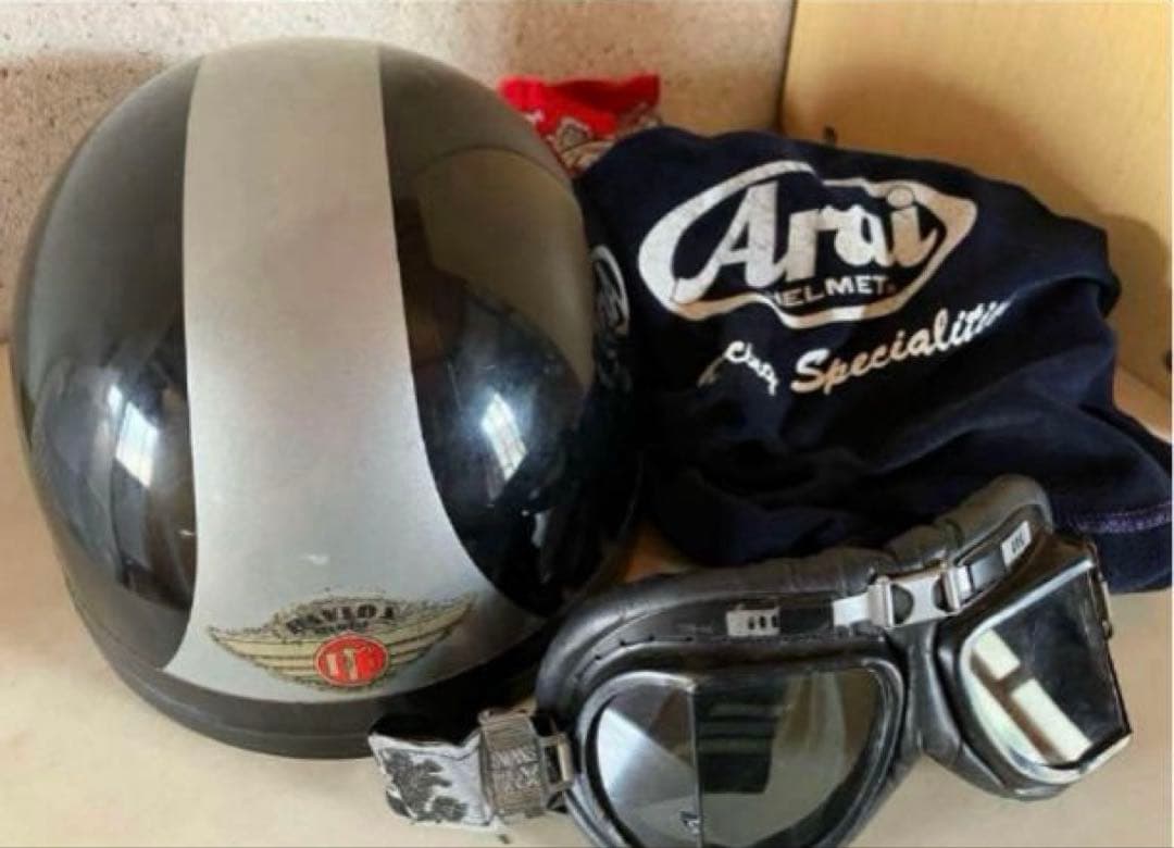 DAVIDAビンテージヘルメット 観賞用 ゴーグル付き