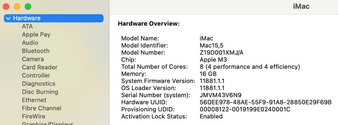 美品iMac 2023 24インチ M3チップ 16GBメモリ 512GBSSD