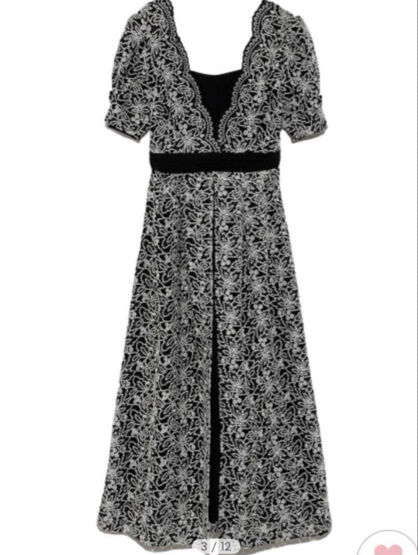 レイヤード刺繍チュールワンピース