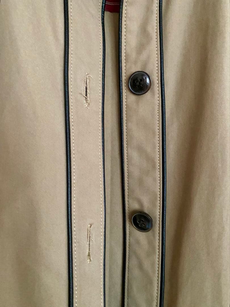【未使用】Lisette ベージュ トレンチコート＊茶レザーのパイピング