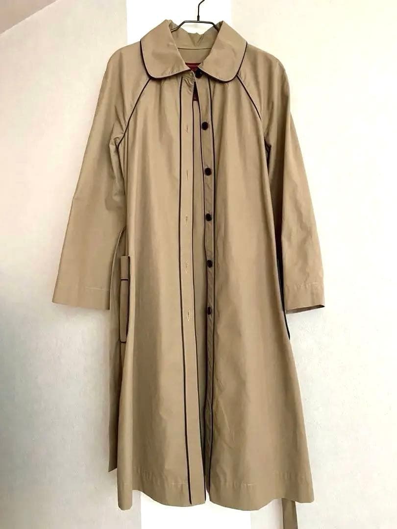 【未使用】Lisette ベージュ トレンチコート＊茶レザーのパイピング