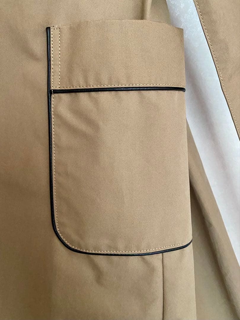 【未使用】Lisette ベージュ トレンチコート＊茶レザーのパイピング