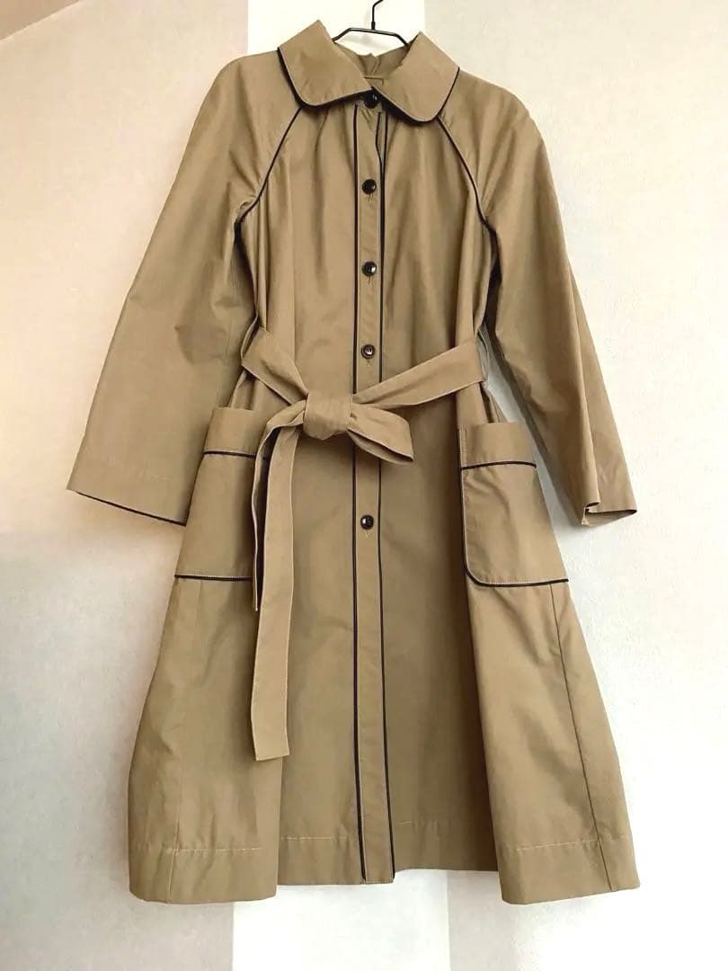 【未使用】Lisette ベージュ トレンチコート＊茶レザーのパイピング