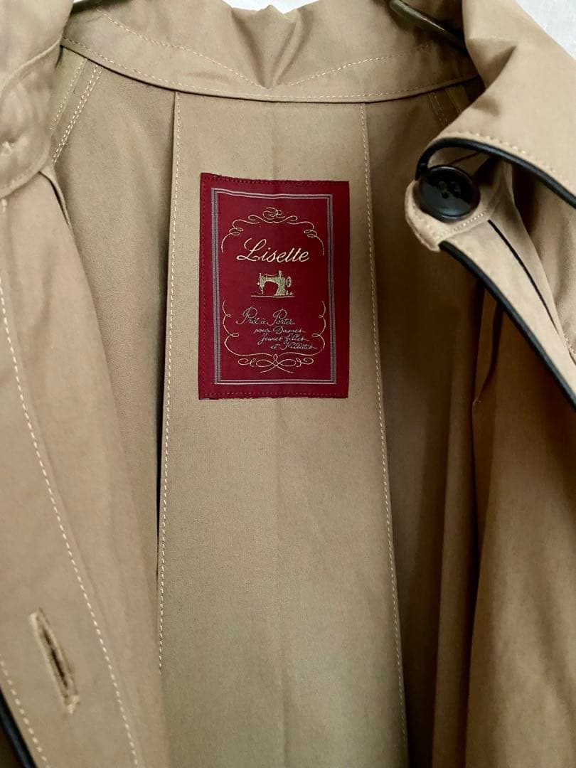 【未使用】Lisette ベージュ トレンチコート＊茶レザーのパイピング