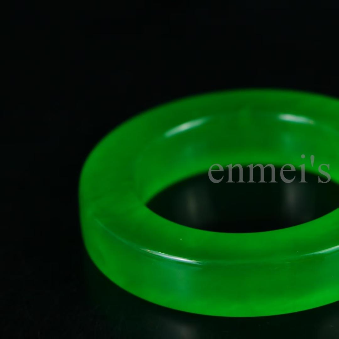 中国古美術　完美高氷種翡翠 方条バングル 精巧手彫 無傷透明石 水頭良好