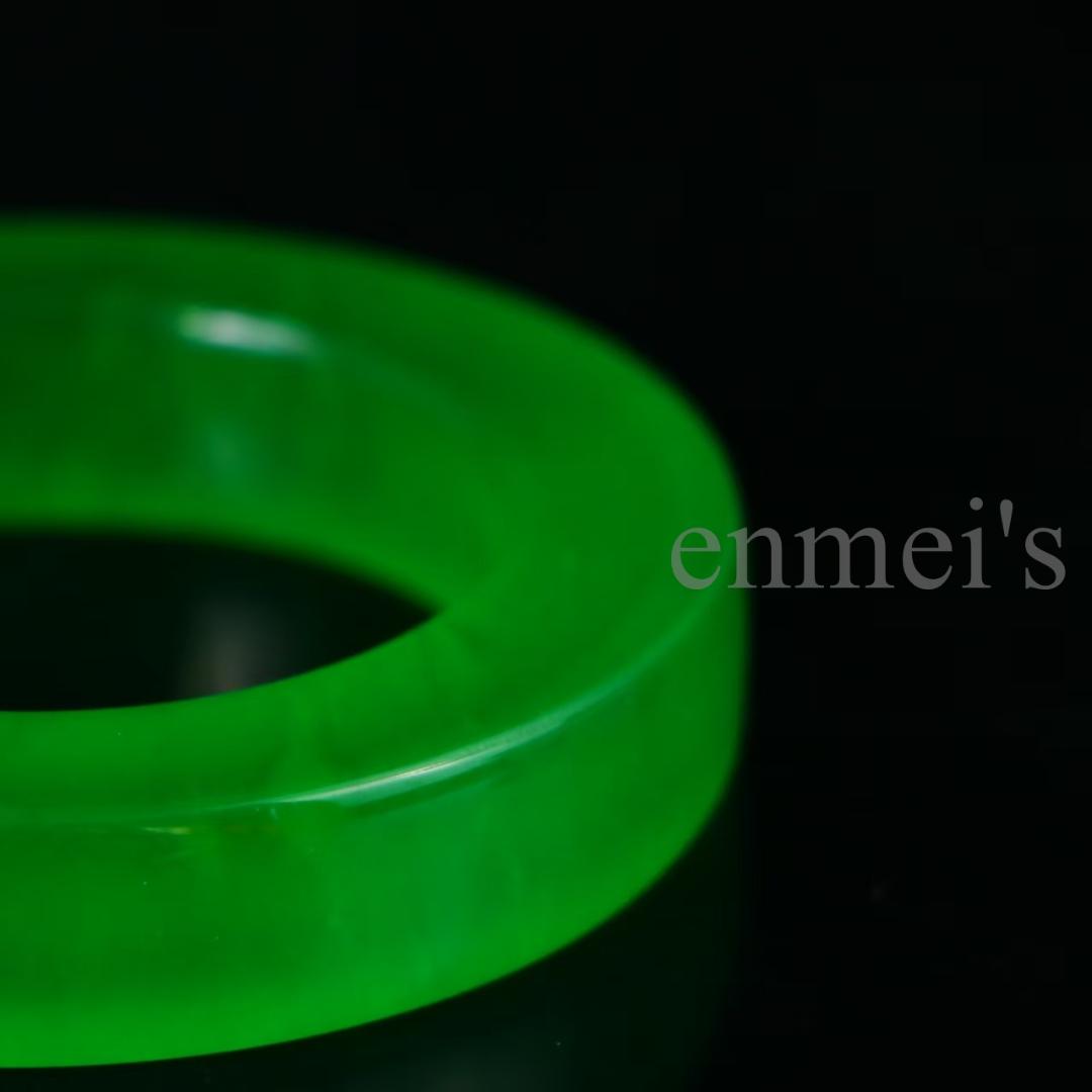 中国古美術　完美高氷種翡翠 方条バングル 精巧手彫 無傷透明石 水頭良好