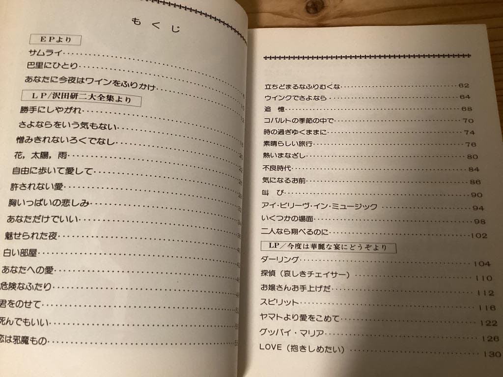 ★楽譜/沢田研二/インコンサート/レコードコピー/ギター弾き語り/全38曲