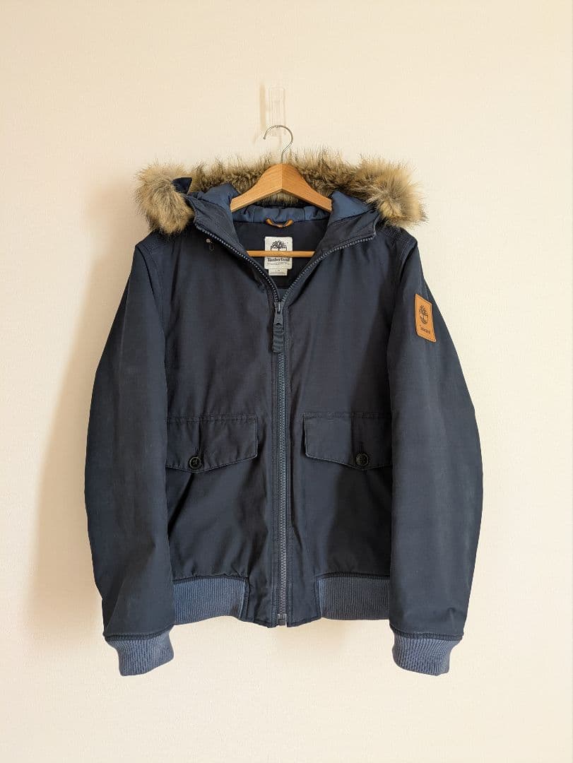 Timberland フライトジャケット コットン パーカー ネイビー 厚手 L
