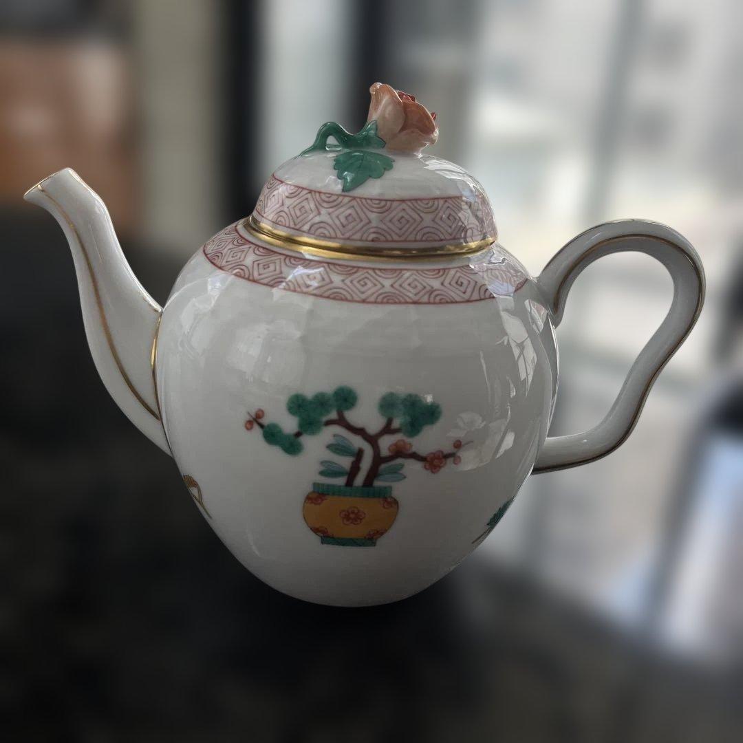 ヘレンド　シノワズリーポットとお茶碗蓋付き2つ