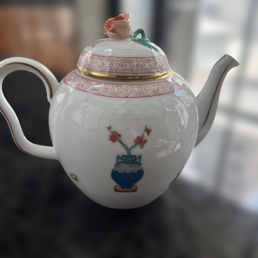 ヘレンド　シノワズリーポットとお茶碗蓋付き2つ