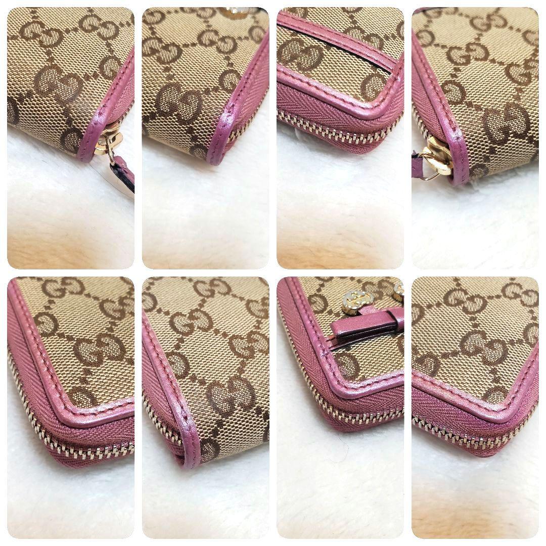 美品　GUCCI GG キャンバス ハート リボン インターロッキング 長財布