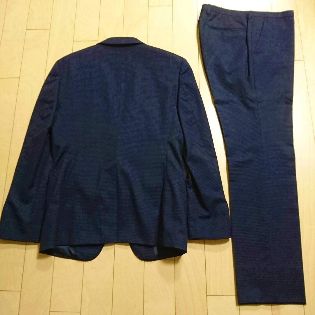 美品スーツセレクトSKINNYスーツA5メンズNAVYチェック送料込み