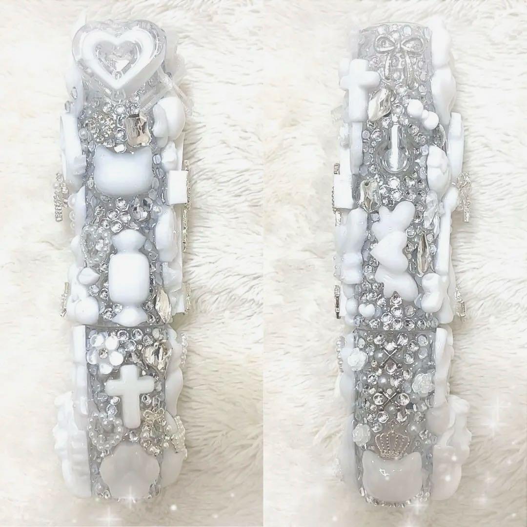 IQOSケースデコ　アイコスケースデコ　ホワイト　シルバー　パール