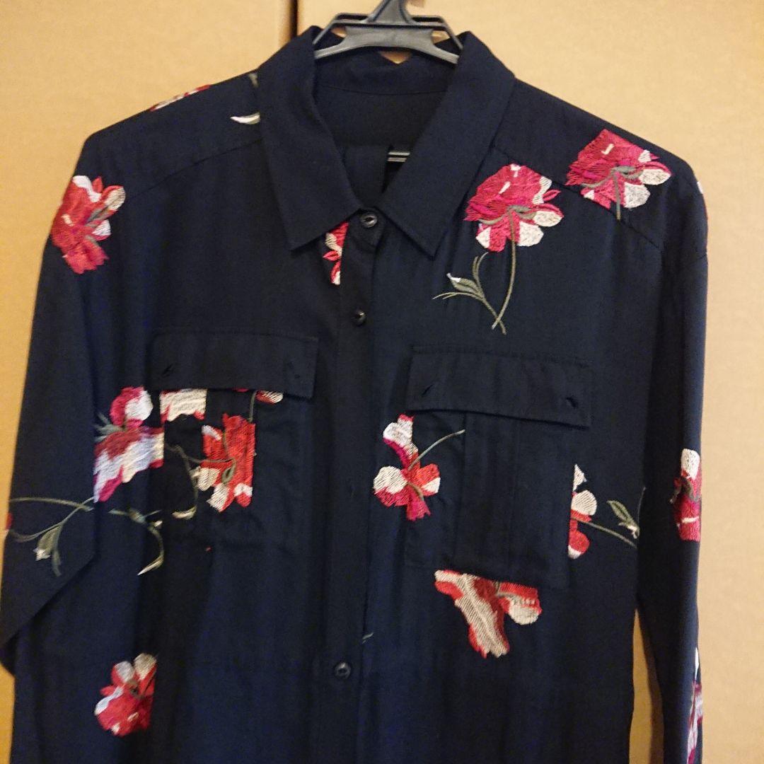 グレースコンチネンタル グレース ミリタリーワンピース 花柄刺繍 黒ブラック36