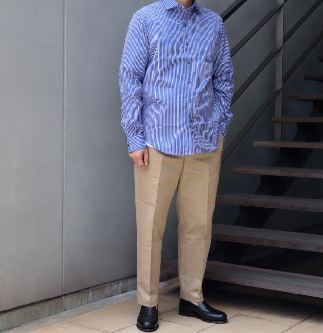 サイベーシック メンズ サンホアキン綿 2タック テーパード トラウザーズ