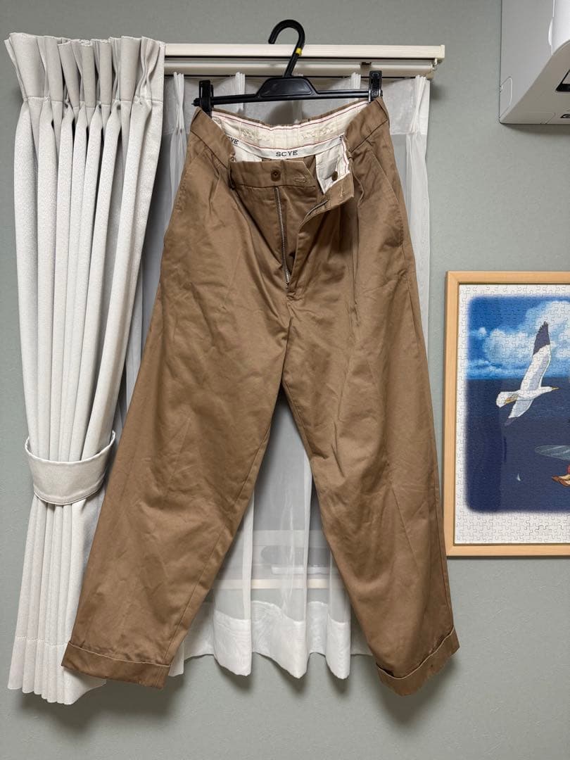 サイベーシック メンズ サンホアキン綿 2タック テーパード トラウザーズ