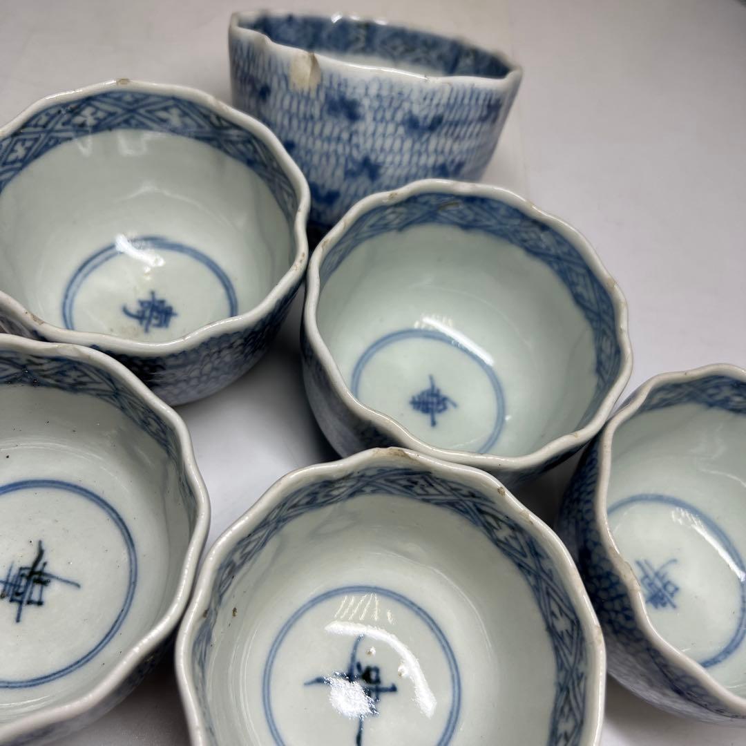 古伊万里　猪口19客　木箱付　口径約7.5㎝　東Y7-1225②タカト