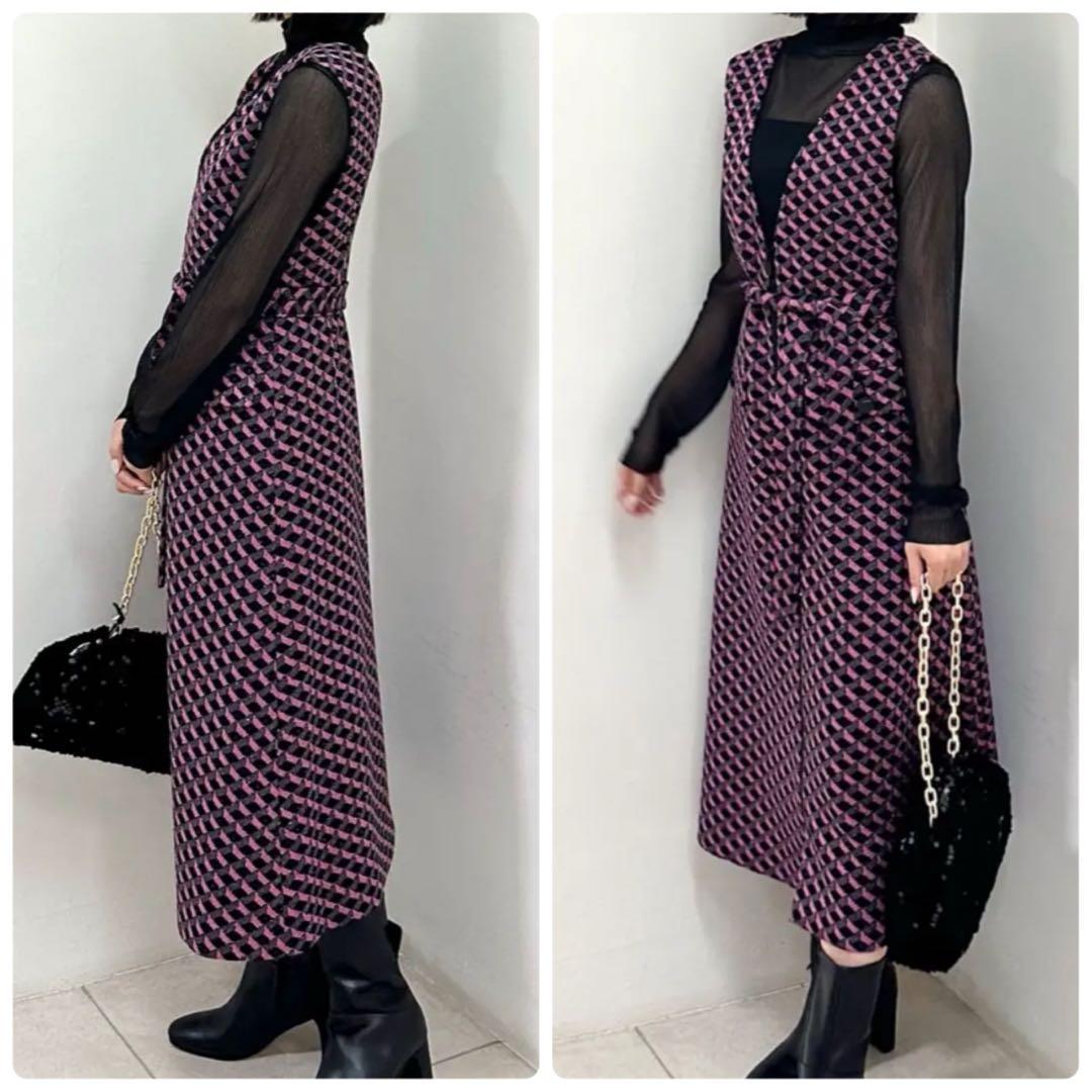 極美品✨2024年 グレースコンチネンタル キカジャガードラメドレス ワンピース