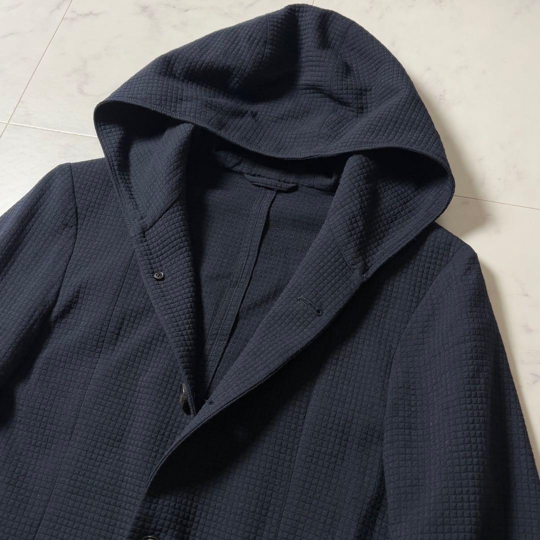 【美品】エンポリオアルマーニ 凹凸ワッフル フード テーラードジャケット 46