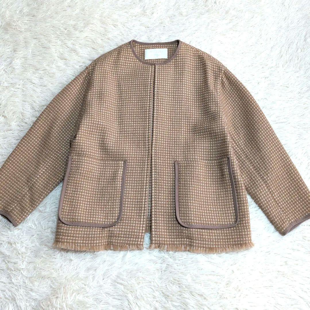 Ballsey（ボールジィ）ワッフルツイード ノーカラージャケット 36　M