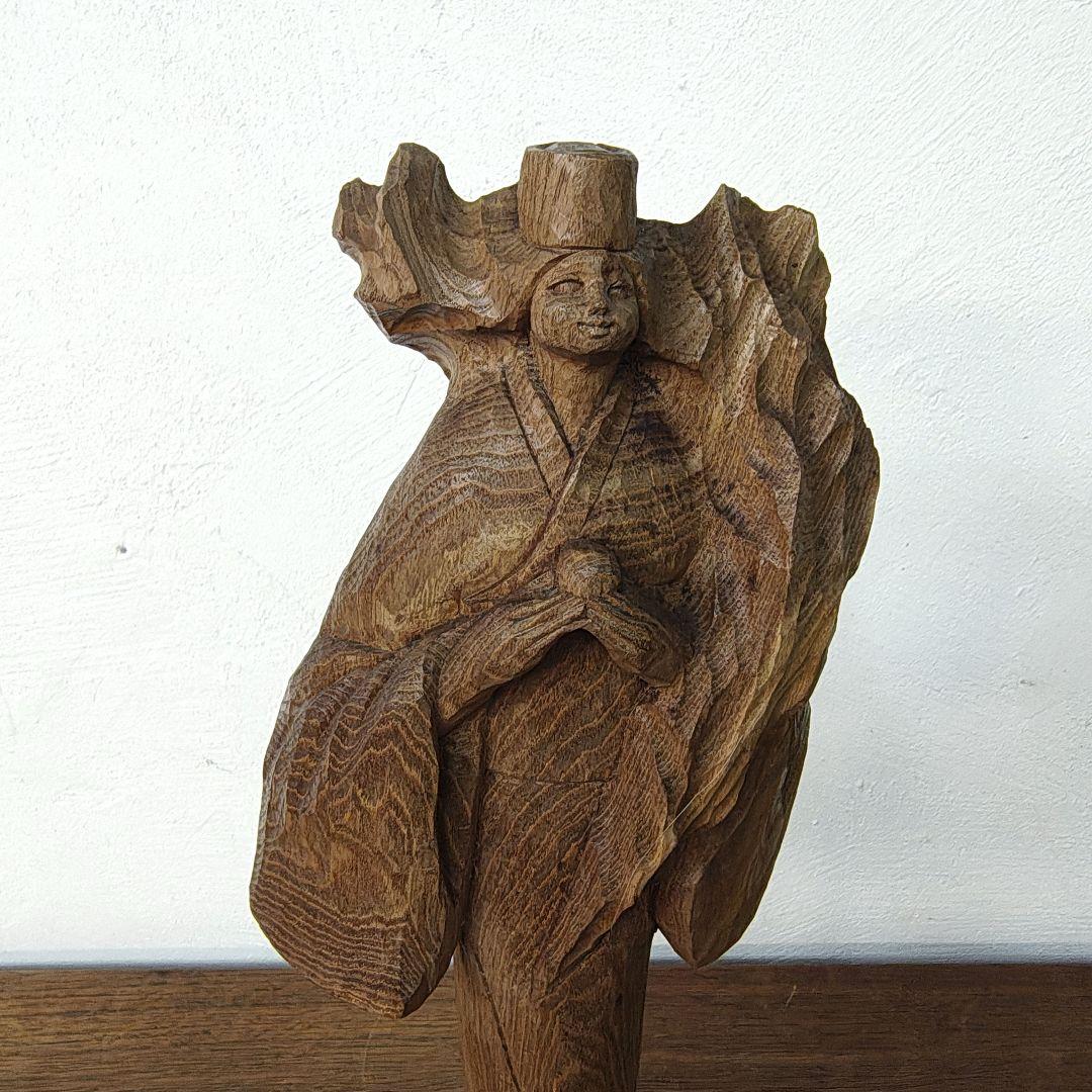 アイヌ　木彫り　彫刻　一刀彫　槐　メノコ