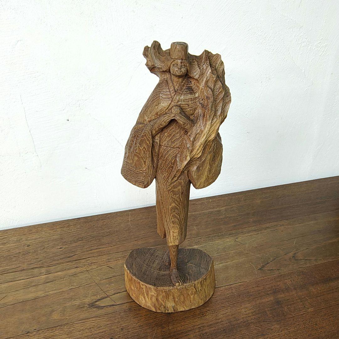 アイヌ　木彫り　彫刻　一刀彫　槐　メノコ