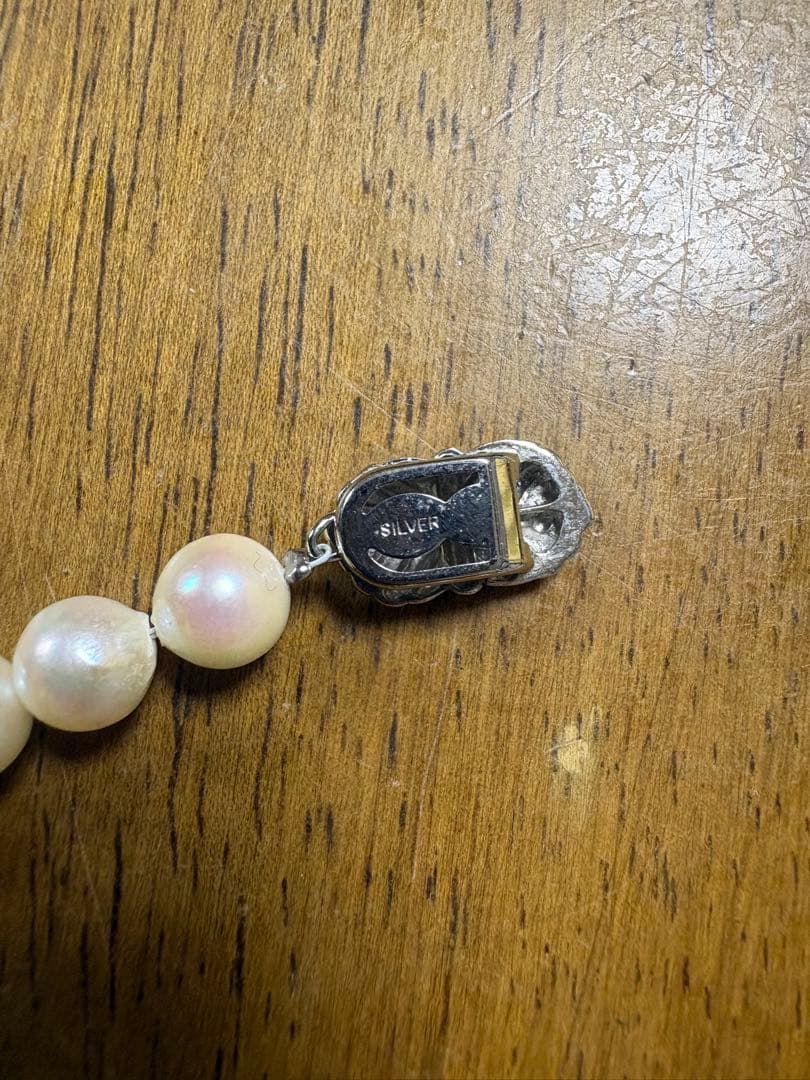 本真珠パールネックレスイヤリングセット　8mm 44cm シルバー　値段交渉歓迎