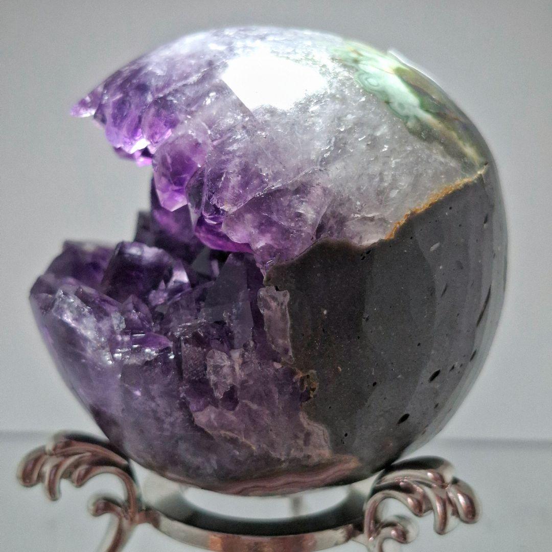 アメジスト クラスター 笑口 スフィア　台座付き