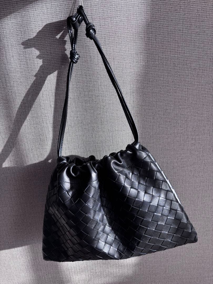 新品　ダストバッグ　レザー編み込み　2wayショルダーバッグ ブラック