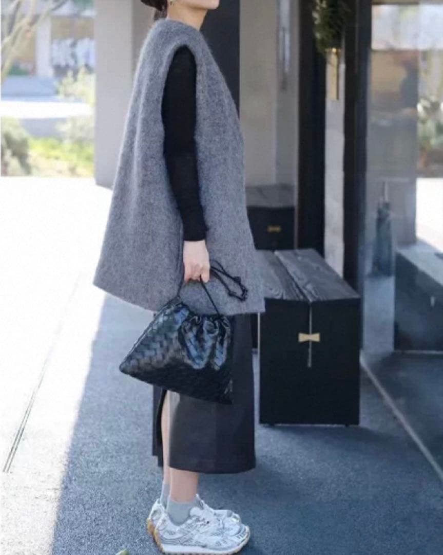 新品　ダストバッグ　レザー編み込み　2wayショルダーバッグ ブラック