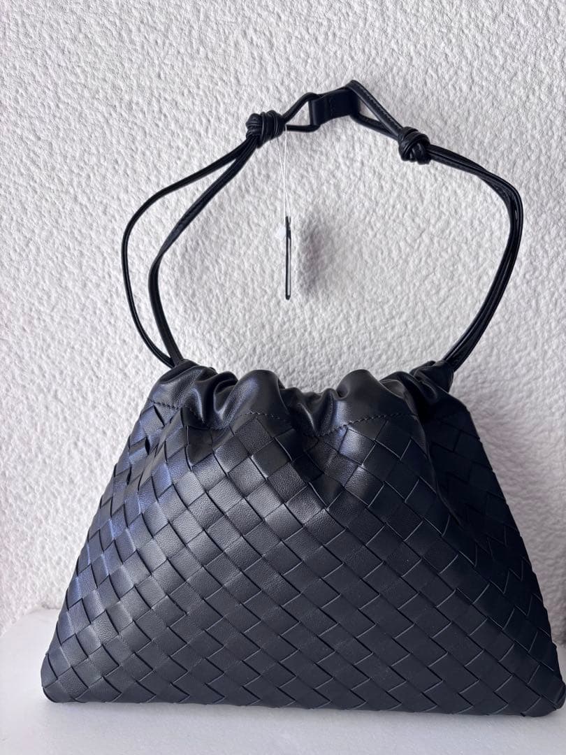 新品　ダストバッグ　レザー編み込み　2wayショルダーバッグ ブラック