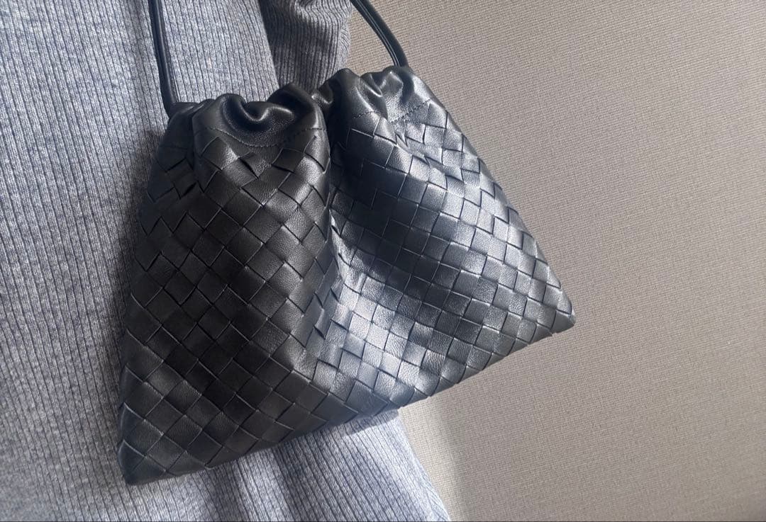 新品　ダストバッグ　レザー編み込み　2wayショルダーバッグ ブラック