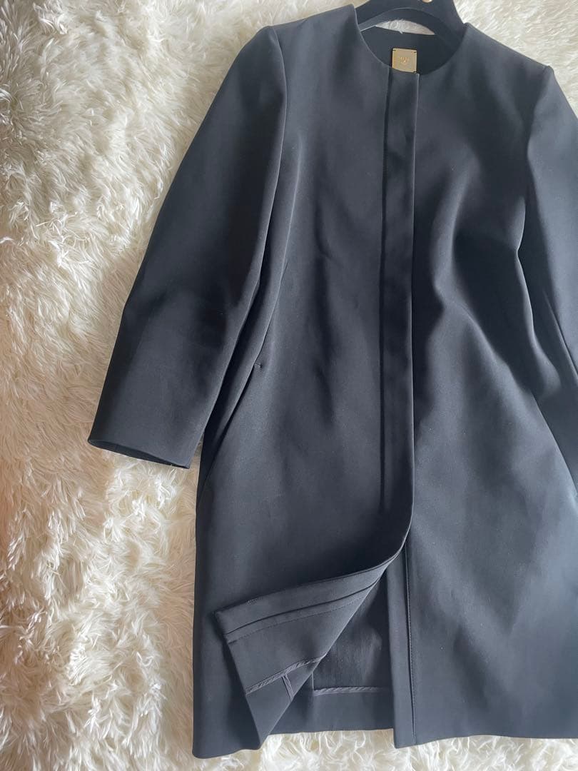 DEUXIEME CLASSE ドゥーズィエムクラス　ノーカラーコート　ネイビー