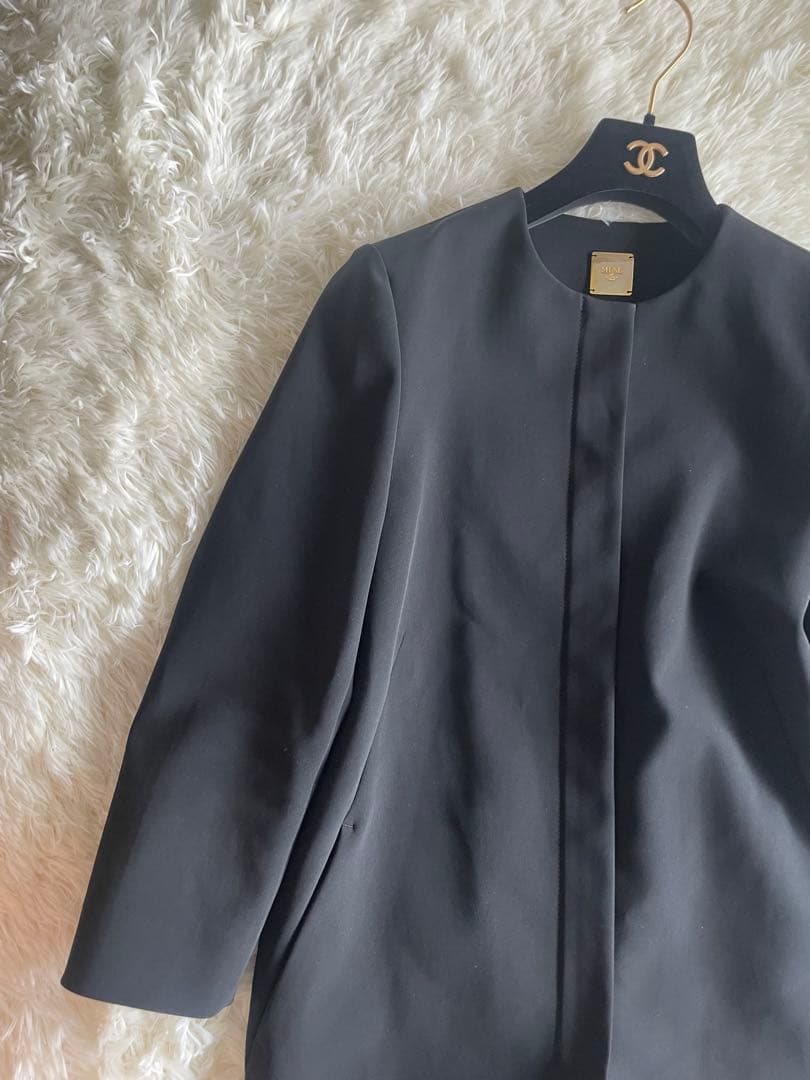 DEUXIEME CLASSE ドゥーズィエムクラス　ノーカラーコート　ネイビー