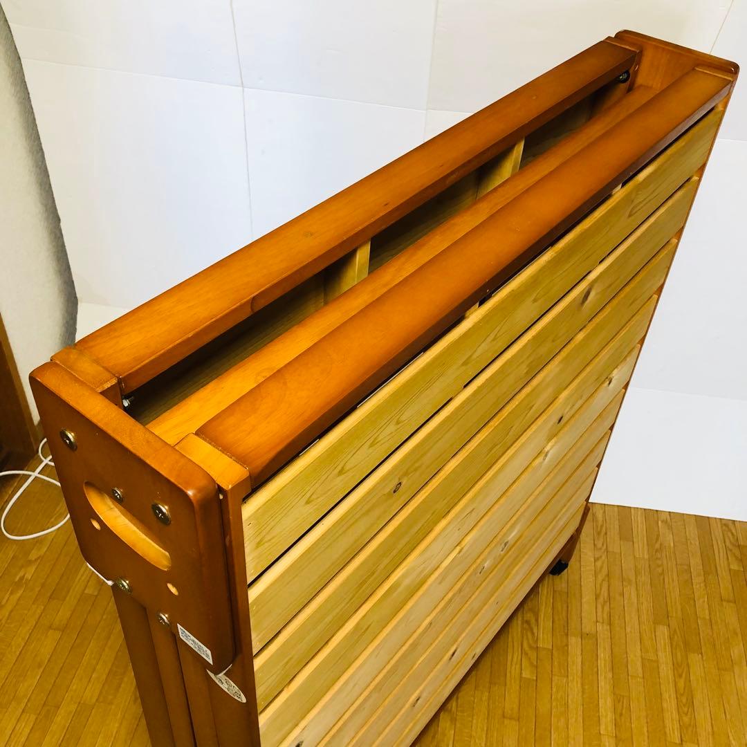 日本製　ひのき　すこのベッド　シングル　折りたたみ　キャスター付