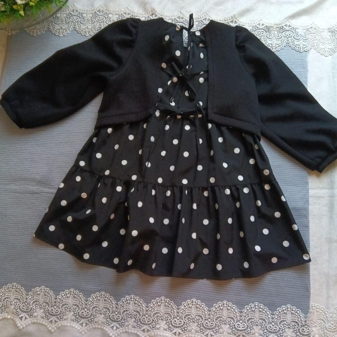ローズティアラ新品ドット柄フリル付き黒チュニック 38