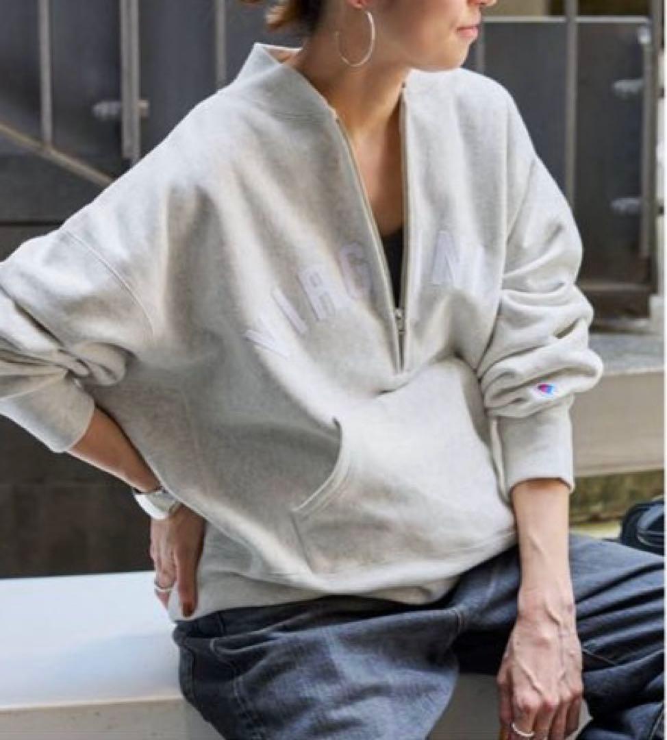 チャンピオン 別注REVERSE WEAVE11.5OZロゴハーフジップ