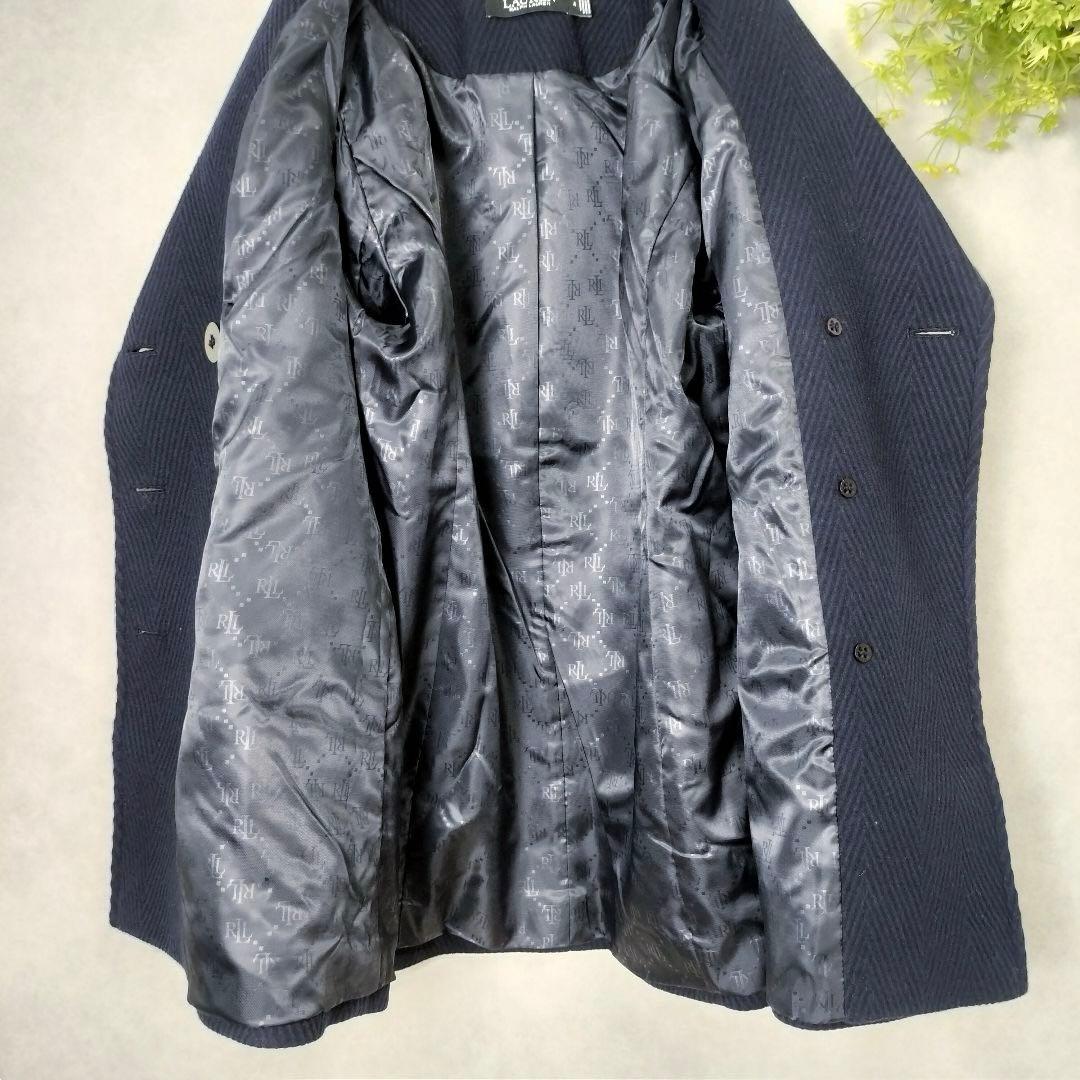 ローレンラルフローレン ピーコート ヘリンボーン ウール ネイビー ダブルボタン