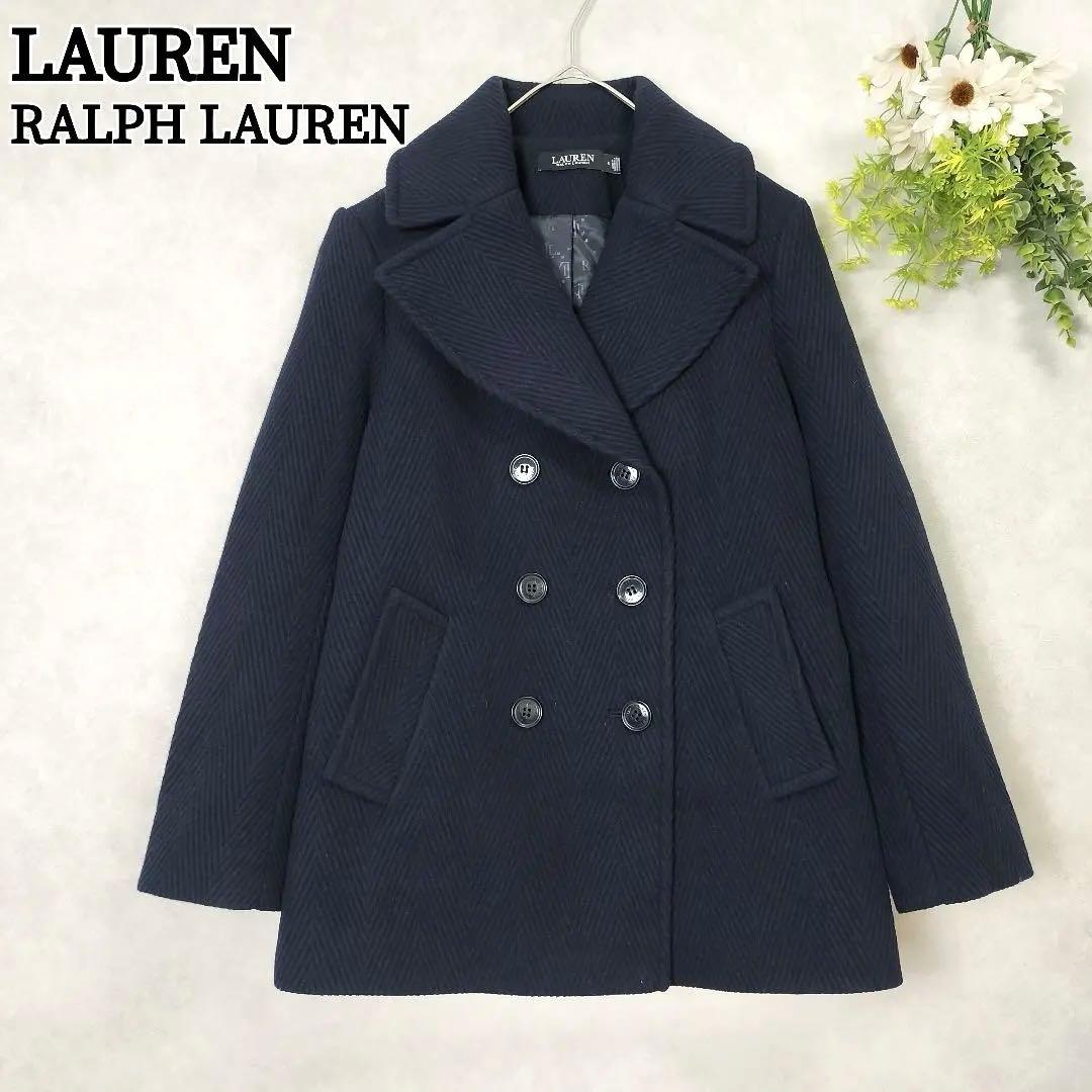 ローレンラルフローレン ピーコート ヘリンボーン ウール ネイビー ダブルボタン