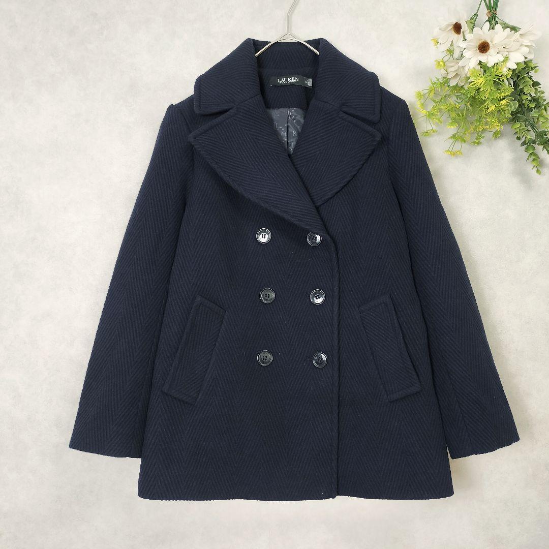 ローレンラルフローレン ピーコート ヘリンボーン ウール ネイビー ダブルボタン
