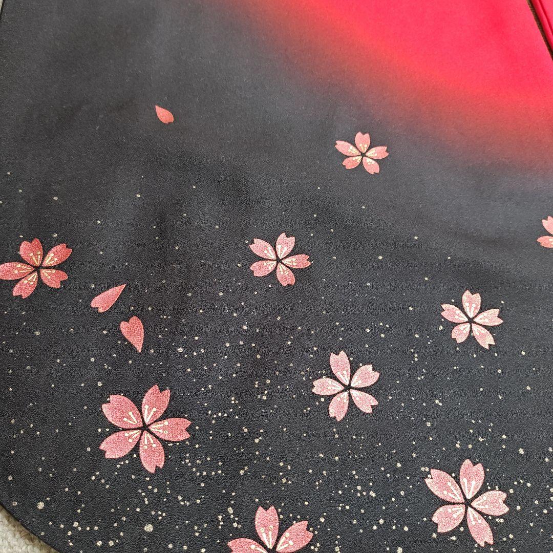 振袖　赤色 桜柄　御所車紋　京都きもの友禅　シック