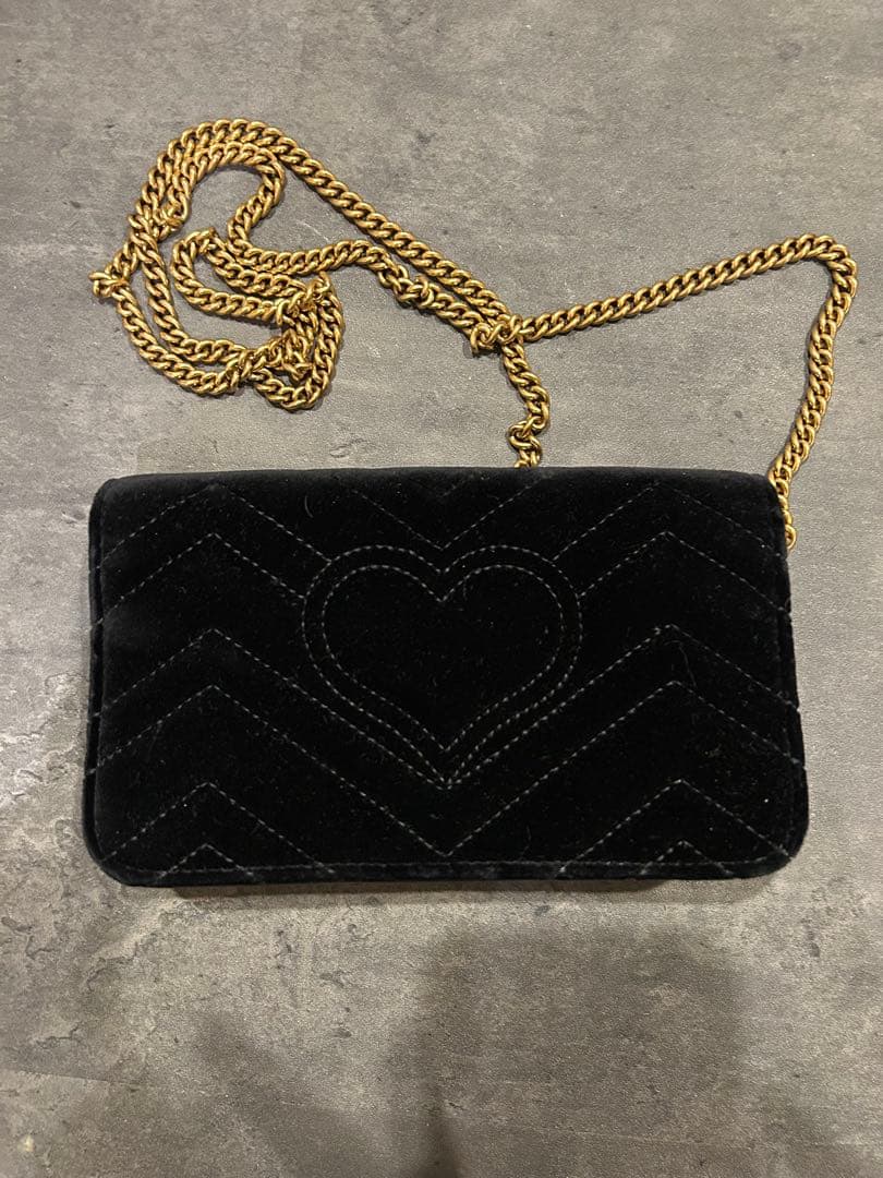 GG ブラック ベルベット ショルダーバッグ