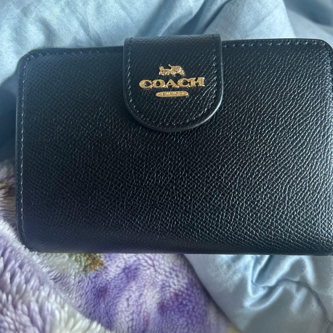 超美品COACH ブラック 二つ折り財布早い物勝ちレア品値引き交渉あり