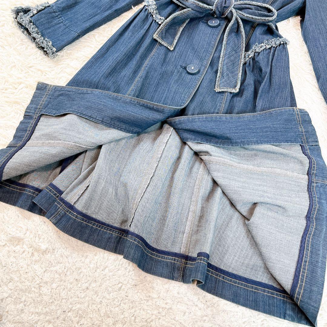 エムズグレイシー トレンチコート デニム フリル ハート　ベルト 38 M